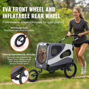 100 lbs Dog Bike Trailer and 2-in-1 Pet Stroller Cart - Easy Folding Bicycle Carrier with Coupler, Reflectors, and Flag for Dogs