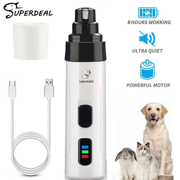 Painless USB Charging Dog Nail Grinders Rechargeable Pet Nail Clippers Quiet Electric Dog Cat Paws Nail Grooming Trimmer Tools