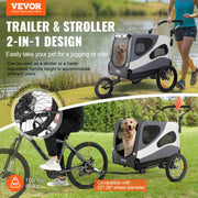 100 lbs Dog Bike Trailer and 2-in-1 Pet Stroller Cart - Easy Folding Bicycle Carrier with Coupler, Reflectors, and Flag for Dogs