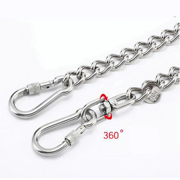 HQ LC02 100% Stainless Steel 304 Seamless No Knot Jack Link Chain Pet Dog Leash Small Large Dogs Lead Leash with Collar Handle