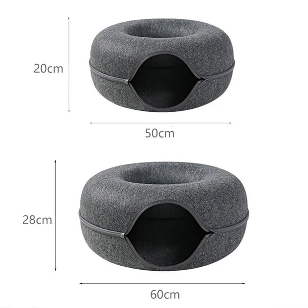 Donut Cat Bed for 2 Cats Pet Cat Tunnel Toys