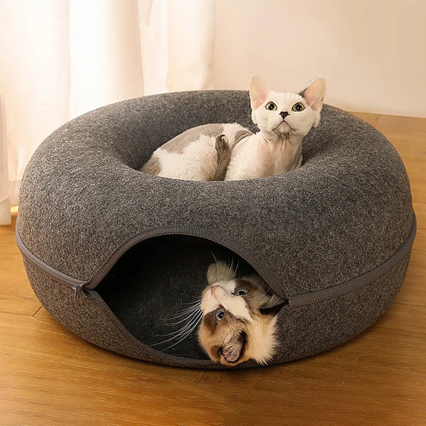 Donut Cat Bed for 2 Cats Pet Cat Tunnel Toys