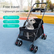 Pet Cat and Dog Universal Dog Carrier Bag Large Vision Car Dog Basket Pulley Pet Stroller Lightweight Folding Dog Cage Universal