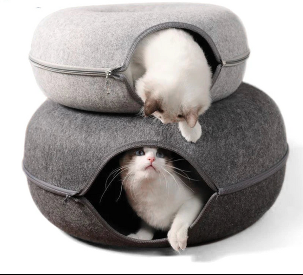 Donut Cat Bed for 2 Cats Pet Cat Tunnel Toys