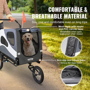 100 lbs Dog Bike Trailer and 2-in-1 Pet Stroller Cart - Easy Folding Bicycle Carrier with Coupler, Reflectors, and Flag for Dogs