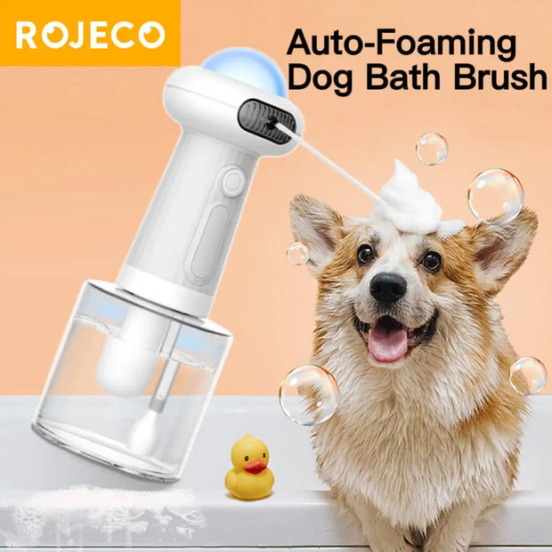 ROJECO Automatic Foam Making Machine for Pet USB Charging Smart Cat Soap Dispenser for Dog Pet Rechargeable Shower Accessories